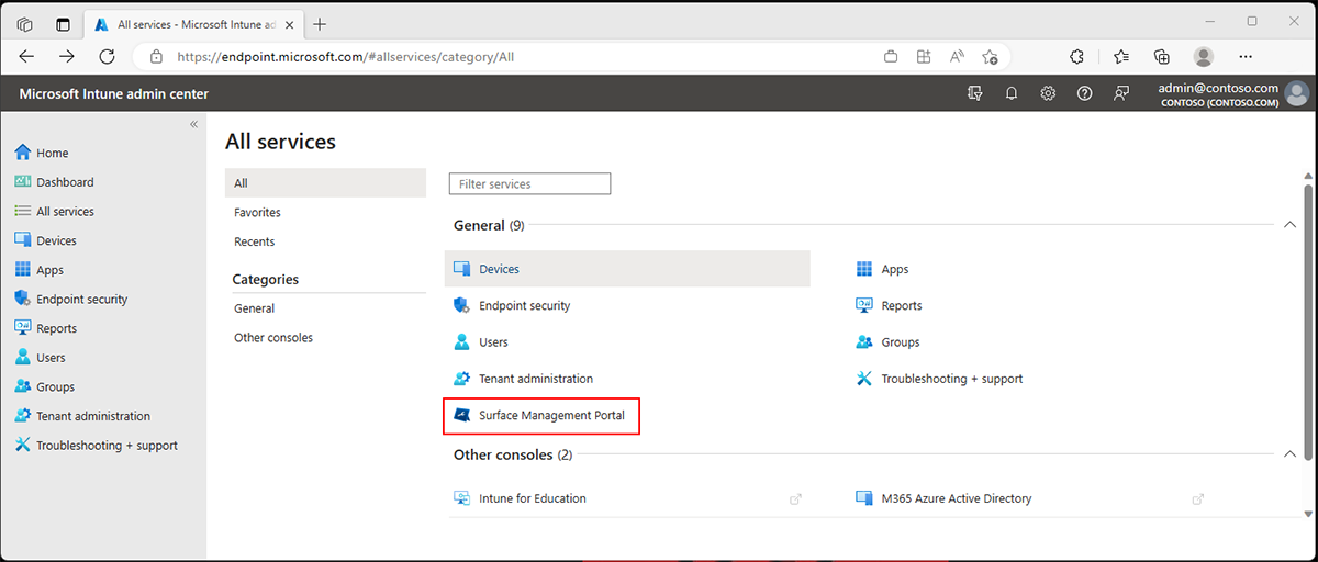 Start Surface Management Portal