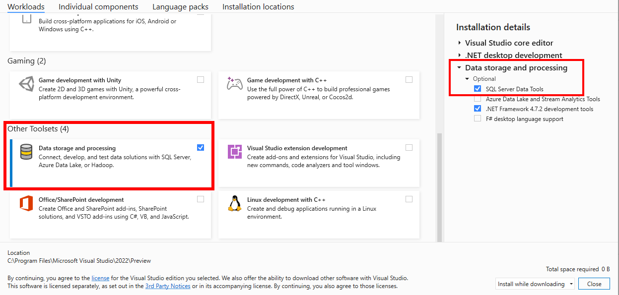 Screenshot of Data storage and processing workload 2022.