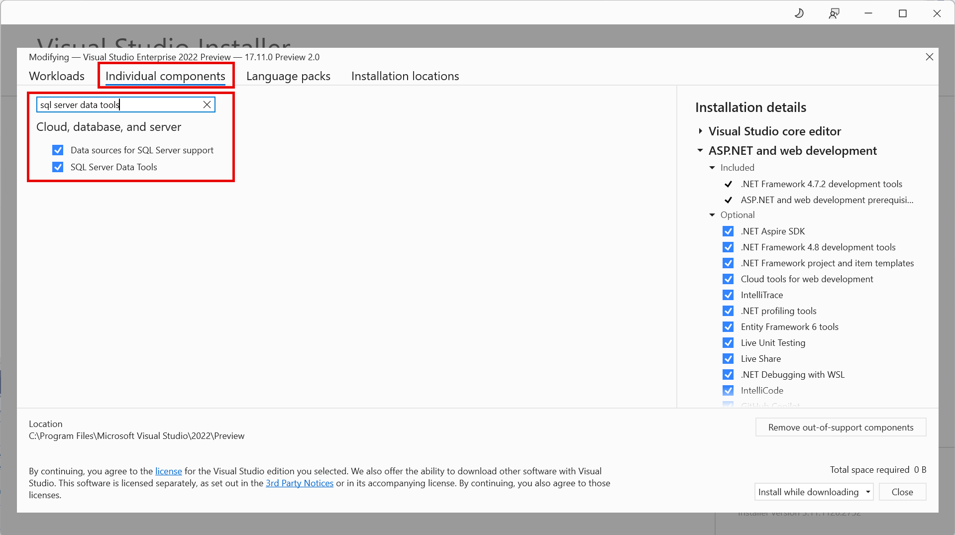 Screenshot of SQL Server Data Tools for Arm64.