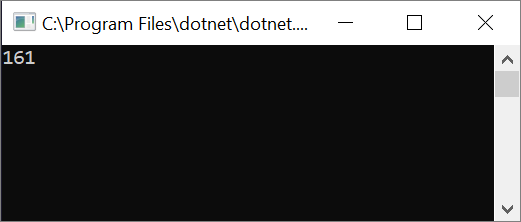 Screenshot that shows a console window with the results of integer math.