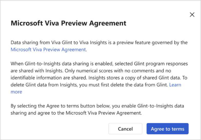 Screenshot of the Preview agreement.