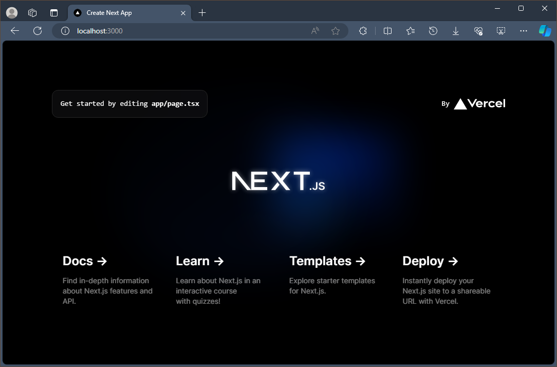 Your Next.js app running in localhost:3000