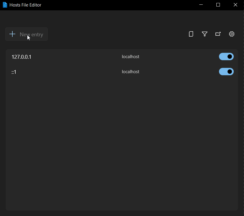 PowerToys Hosts File Editor: Add new entry