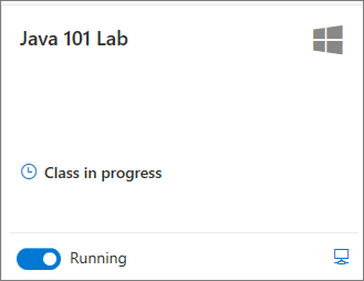 Captura de pantalla del icono de máquina virtual de laboratorio en Azure Lab Services cuando una programación inició la máquina virtual.