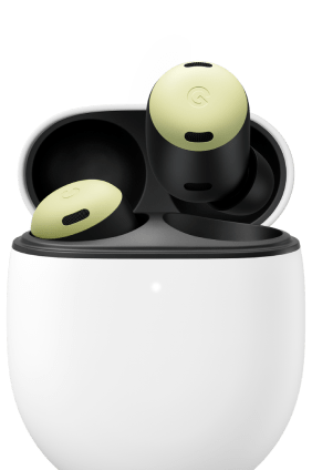 Et par Pixel Buds glider ned i deres etui.