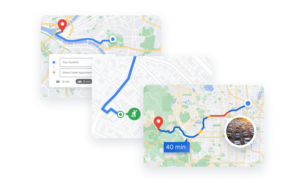 Tres mapas que muestran las capacidades de Routes