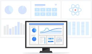 Monitor komputer yang menampilkan diagram dan grafik