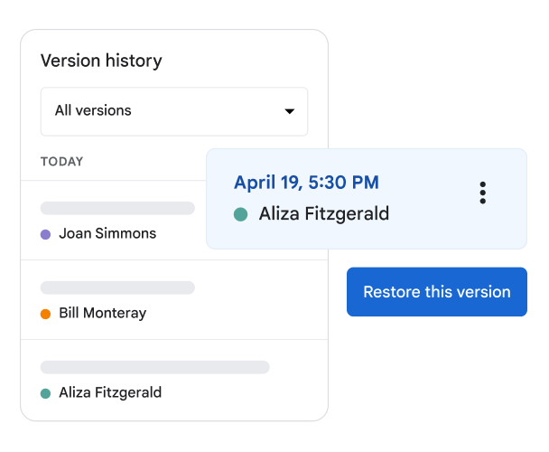 Historial de versiones de un documento de Google