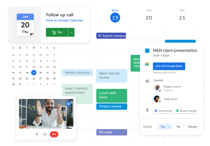 Un calendario que se puede compartir con Google Workspace.