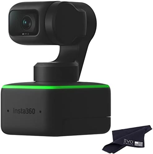 Insta360 Link - PTZ 4K Webcam with 1/2" Sensor, AI Tracking, Gesture Control, HDR, Noise-Canceling Microphones, Webcam for Laptop, Video Camera for Video Calls, Live Streaming(w/Clean Cloth)