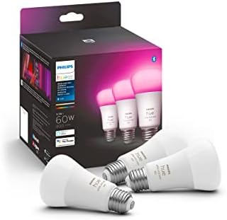 Philips Hue Smart 60W A19 LED Bulb - White and Color Ambiance Color-Changing Light - 3 Pack - 800LM - E26 - Indoor - Control with Hue App - Works with Alexa, Google Assistant and Apple Homekit