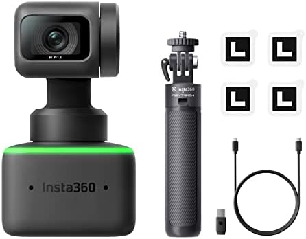 Insta360 Link - PTZ 4K Webcam with 1/2" Sensor, AI Tracking, Gesture Control, HDR, Noise-Canceling Microphones, Specialized Modes, Webcam for Laptop, Live Streaming, Zoom Certified