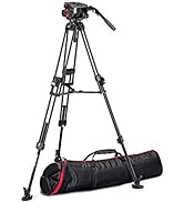 Manfrotto 509 Fluid Video Head with Aluminium 645 Fast Twin Video Tripod, Professional Kit with T...