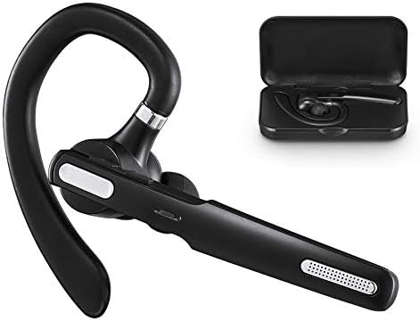 ICOMTOFIT Bluetooth Headset, Wireless Bluetooth Earpiece V5.0 8-10 Hours Talktime Stereo Noise Cancelling Mic, Compatible for iPhone Android Cell Phones Driving/Business/Office (Black)