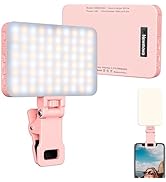 Newmowa Pink Rechargeable Selfie Light, Portable Clip on Video Light for Phone/Laptop/Camera with...