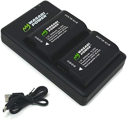 Wasabi Power Battery (2-Pack) and USB-C Dual Battery Charger for Panasonic DMW-BLK22 and Panasonic Lumix DC-S9, DC-G9 IIDC-S5, DC-S5 II, DC-S5 IIX, GH5 II, GH6, S5II, S5IIX, S5M2, S5M2X, GH5M2