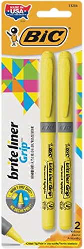 BICGBLP21YW - Brite Liner Grip Highlighter, Chisel Tip, Yellow, 2 Pack