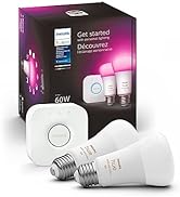 Philips Hue Smart Light Starter Kit - Includes (1) Bridge and (2) 60W A19 LED Bulb, White and Col...