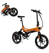 Swagtron Swagcycle EB-7 Elite Plus Folding Electric Bike with Removable Battery, Orange/Black, 16...