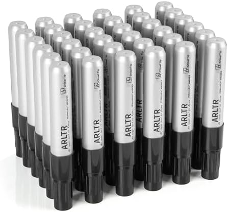 ARLTR Permanent Markers King Size (Black), Bulk of 36 Large Chisel Tip, Works on Plastic, Wood, Stone, Metal, Glass and Poster Boards for Doodling, Coloring