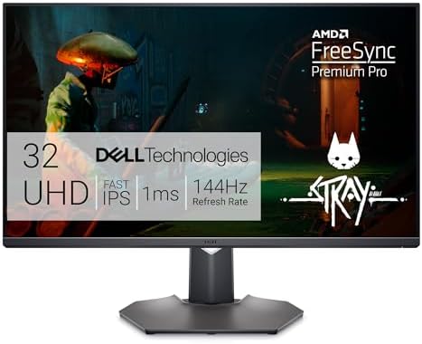 Dell G3223Q Gaming Monitor - 32-Inch 4K Ultra UHD (3840x2160), 144Hz 1Ms Display, AMD FreeSync+NVIDIA G-SYNC Compatible, Height/Swivel/Tilt Adjustability, 3Yr Advanced Exchange - Black