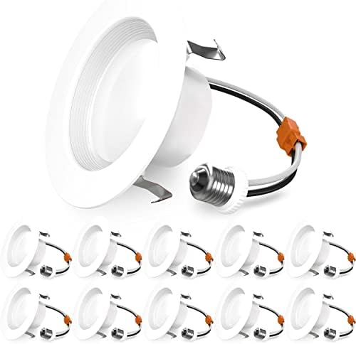 Sunco 10 Pack Retrofit LED Recessed Lighting 4 Inch, 5000K Daylight, Dimmable Can Lights, Baffle Trim, 11W=60W, 660 LM, Damp Rated - ETL