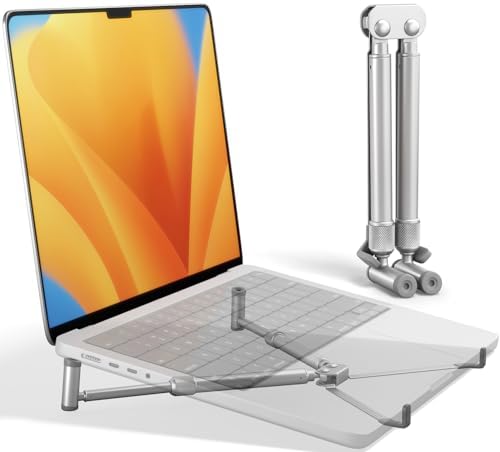 Steklo Laptop Riser - Premium Cooling Stand, Portable Laptop Stand for 12-17.3" Compatible with All Laptops MacBook Pro Air, Ideal Travel Ergonomic Compact Aluminum Adjustable, Foldable Laptop Stand