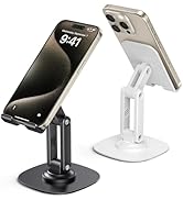 OMOTON Cell Phone Stand for Desk, 2 Pack Adjustable Foldable Phone Holder, 360 Swivel Mobile Stan...