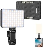 Newmowa Black Rechargeable Selfie Light, Portable Clip on Video Light for Phone/Laptop/Camera wit...