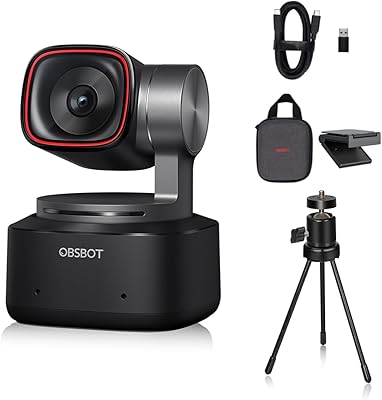 OBSBOT Tiny 2 AI-Powered PTZ 4K Webcam 1/1.5" CMOS 4X Faster Focusing USB 3.0 10x Faster Data Transmission Voice Control, W Table Mini Tripod