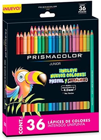 Prismacolor Colored Pencils Set, Pack of 36, With Pastel And Metallic Colors Junior 4.0mm…