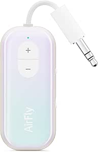 Twelve South AirFly SE Iridescent Bluetooth Wireless Audio Transmitter Receiver for AirPods or Wireless Headphones - Use with Any 3.5mm Audio Jack for Airplane, Gym Equipment, TV, iPad/Tablet and Auto