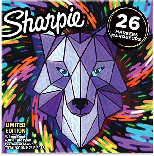 SHARPIE Permanent Marker Special Edition Wolf Fine & Ultra Fine Pack of 26