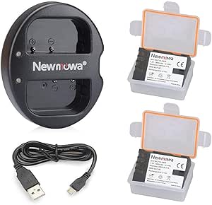 Newmowa DMW-BLF19 Battery (2 Pack) and Dual USB Charger for Panasonic DMW-BLF19 and Panasonic DMW-BLF19E Panasonic DMC-GH5 DMC-GH3 DMC-GH3A DMC-GH3H DMC-GH4 DMC-GH4H DC-GH5S