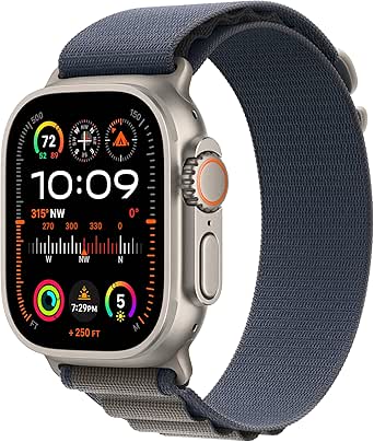 Apple Watch Ultra 2 [GPS + Cellular 49mm] Smartwatch with Rugged Titanium Case &amp; Blue Alpine Loop Large. Fitness Tracker, Precision GPS, Action Button, Extra-Long Battery Life, Carbon Neutral