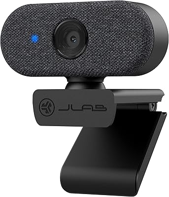 JLab Go Cam USB HD Webcam, Black, 1080P/30 FPS, 2.1 Megapixels, Minimalist Portable Set-up, Omni-Directional Microphone, Compatible with PC, Mac and Chromebook