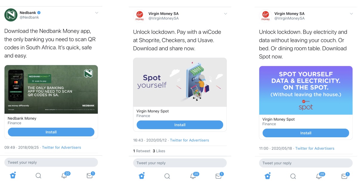 Twitter creative examples for fintech