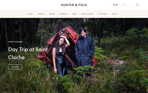 Captura de tela do site Squarespace de hunterandfolk.com