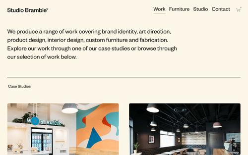 Captura de tela do site Squarespace de studiobramble.com