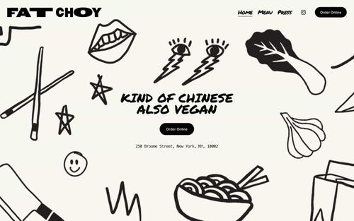 Captura de tela do site Squarespace de fatchoynyc.com