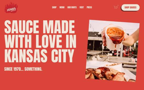 Captura de tela do site Squarespace de jonesbbqkc.com