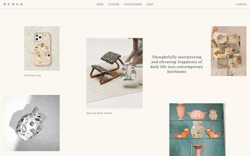 Captura de tela do site Squarespace de shopmemor.com