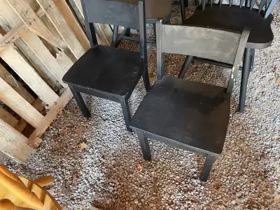 Two small chairs, solid wood.