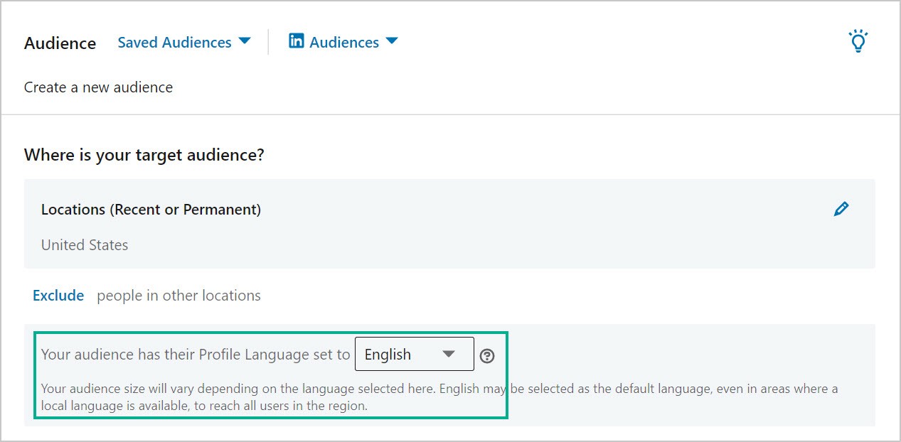 Campaign language setting in audiences