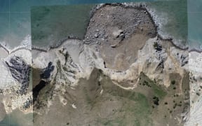 Drone map of the landslide at Te Kuri o Pāoa/Young Nick’s Head.