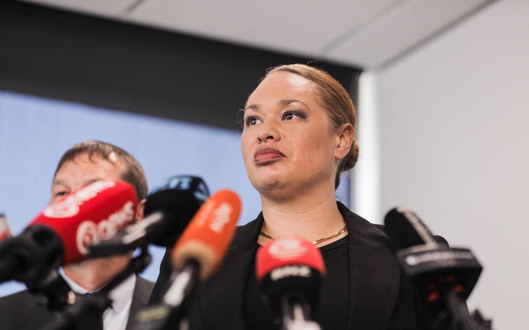 Wellington mayor Tory Whanau speaks to media on 22 October 2024 after Simeon Brown announces a Crown observer will be appointed to Wellington City Council.