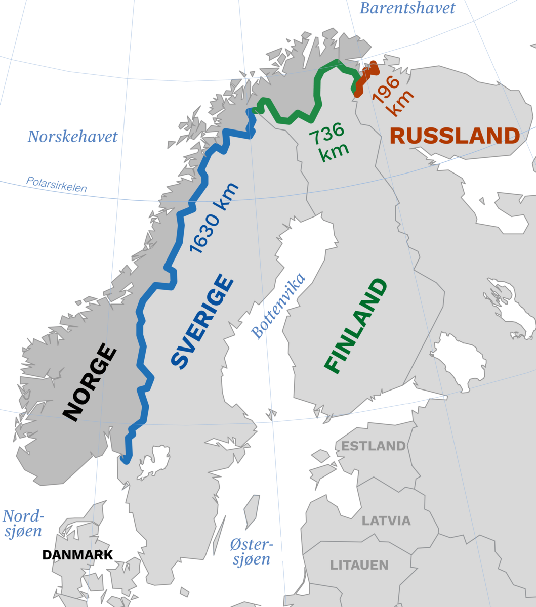 Kart over Norges grenser