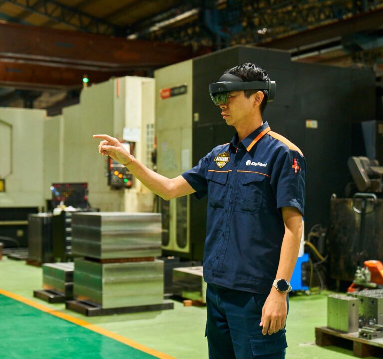 man using virtual reality headset