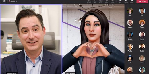 Screenshot of Mesh avatar on a Microsoft Teams call