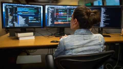 woman working on computer